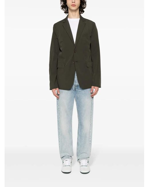 Aspesi Green Single-Breasted Taffeta Blazer for men