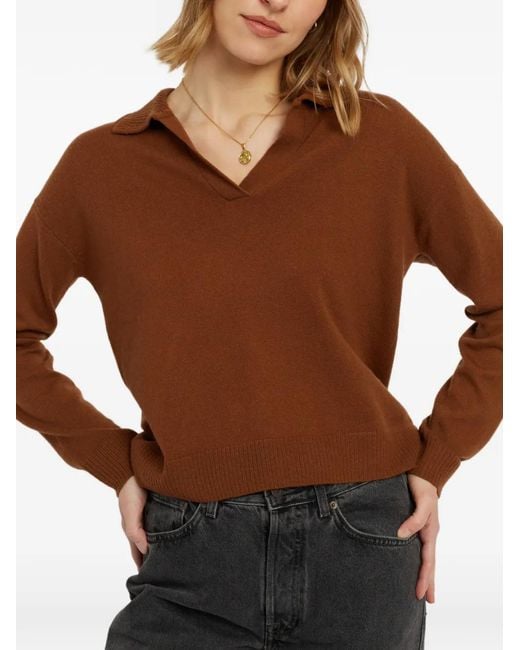 Chinti & Parker Brown Collared Long-Sleeve Sweater