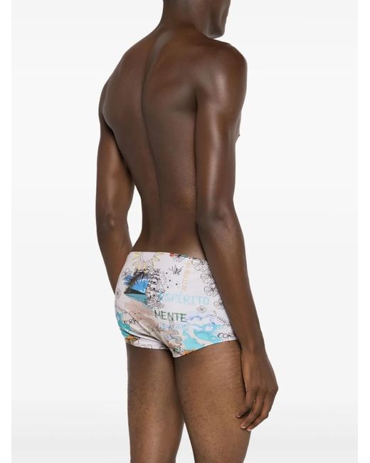 Amir Slama Blue Graphic-Print Swim Shorts for men