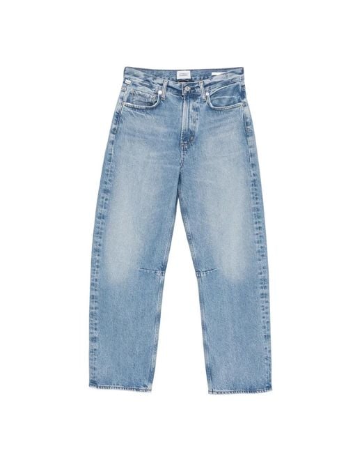Citizens of Humanity Blue Miro Faded-Effect Wide-Leg Jeans