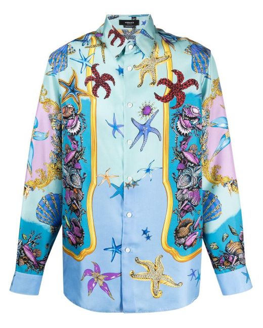 Versace Hemd mit Seesterne-Print in Blau für Herren | Lyst DE