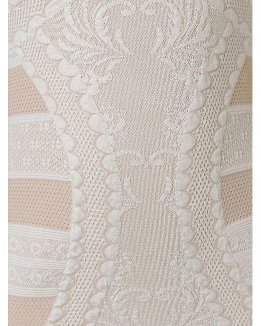 McQueen White Victorian Lace Knit Mini Dress