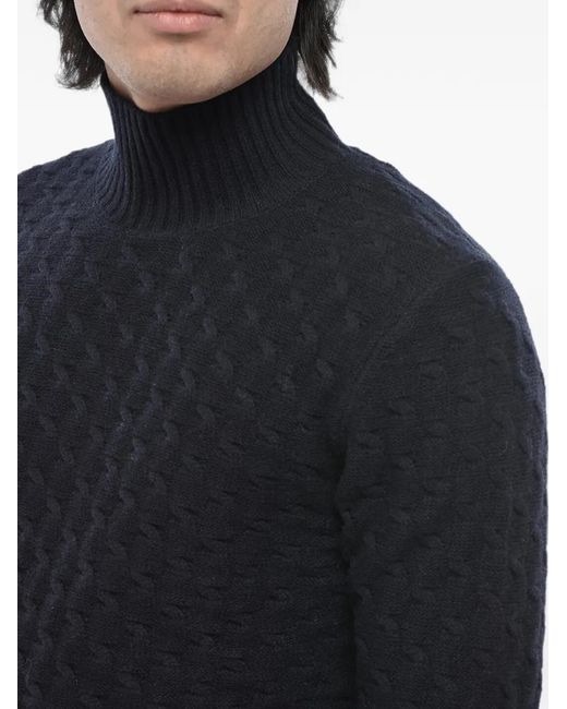 Paolo Pecora Black Cable-Knit Turtleneck Sweater for men