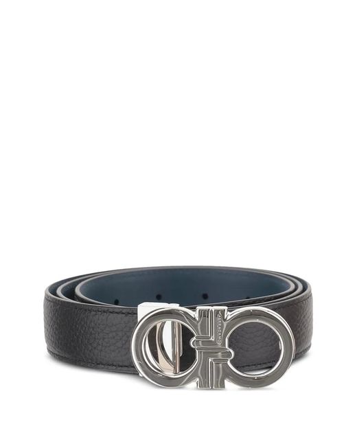 Ferragamo Gray Reversible And Adjustable Gancini Belt for men