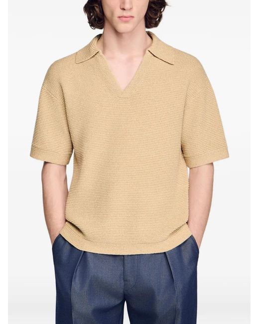 Sandro Natural Jute-Effect Polo Shirt for men