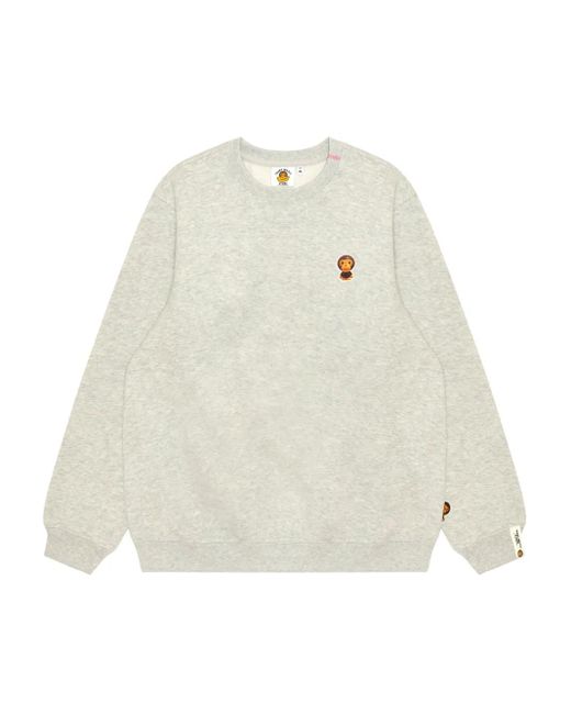 A Bathing Ape White Crew-Neck Graphic-Print Sweatshirt