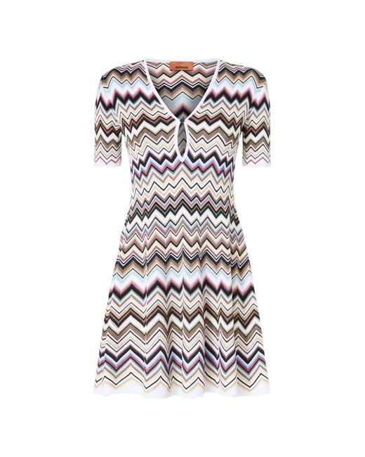 Missoni White Robe En Maille À Motif Zig-Zag