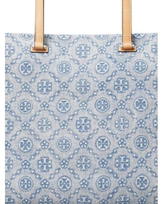 Tory Burch Blue T Monogram Denim Tote