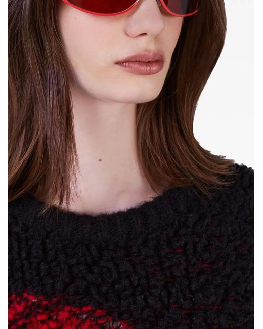 Stella McCartney Red Pixel Horse Jaquard Wool Jumper
