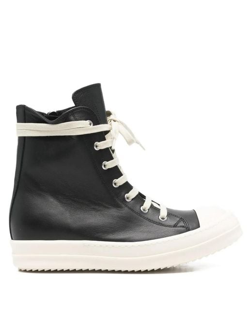 Rick Owens Black Leather Sneakers
