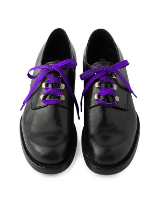 Prada Black Antiqued Leather Lace-Up Shoes for men