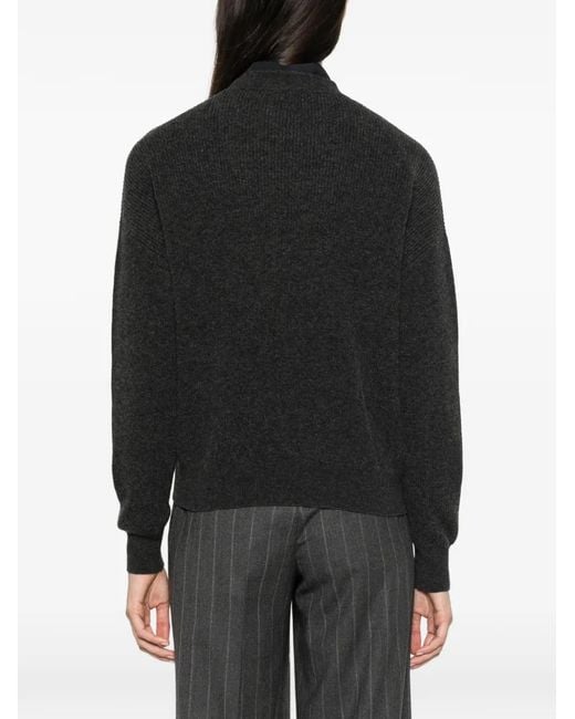 Peserico Black Ribbed-Knit Sweater