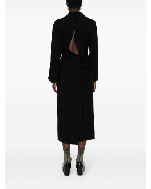 Yohji Yamamoto Black Midi Shirt Dress