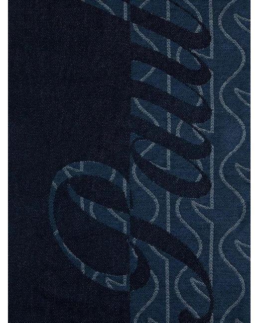 Paul & Shark Blue Monogram Wool Scarf for men