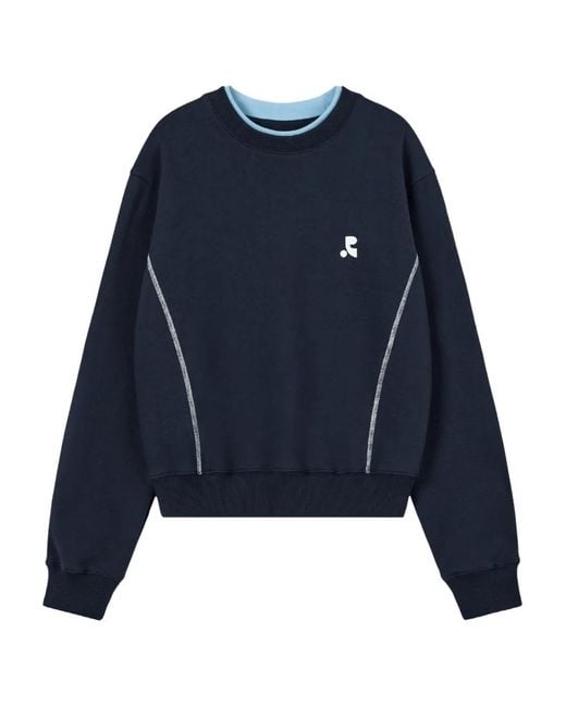 Rest&Recreation Blue Layered-Neck Logo-Detail Sweatshirt