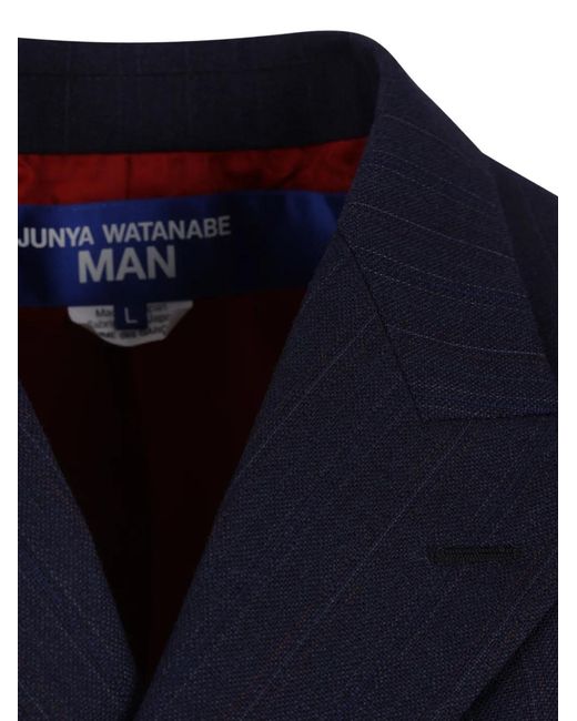 Junya Watanabe Blue Pinstriped Double-Breasted Jacket for men