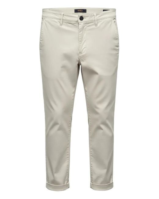 40 Weft Gray Cuffed Straight-Leg Trousers for men