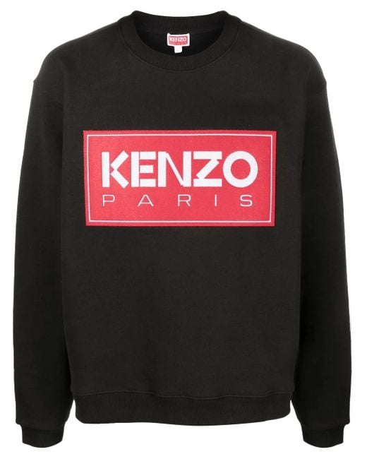 KENZO Black Logo Cotton Crewneck Sweatshirt for men