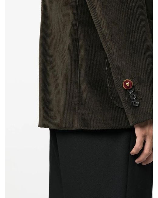 Roberto Cavalli Black Monogram Patch Corduroy Blazer for men