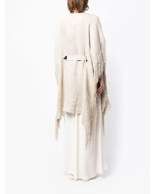 Voz White Fringed Kaftan Top