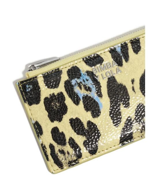 Bimba Y Lola Yellow Texturiertes Portemonnaie mit Leoparden-Print