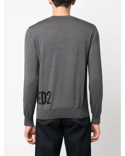 DSquared² Gray Wool Sweater for men
