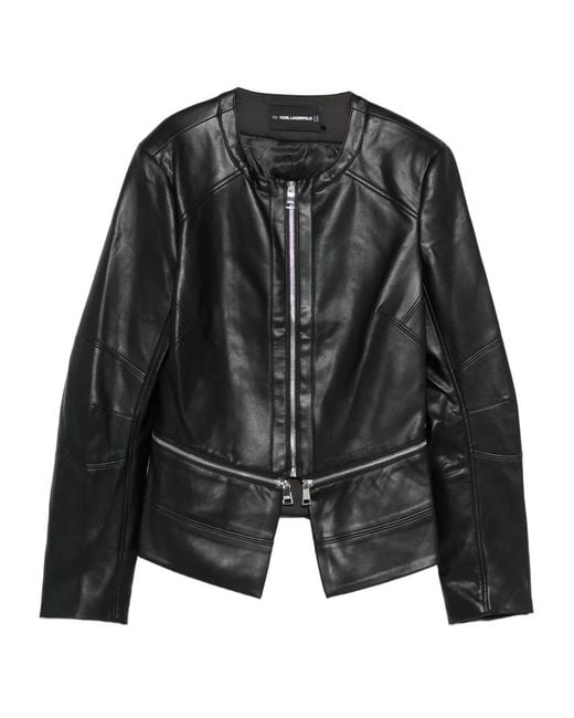 Karl Lagerfeld Black Zip-Front Panelled Jacket