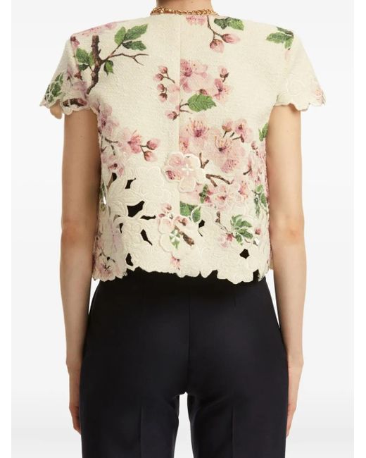 Oscar de la Renta Jack Met Geborduurde Bloemen in het White