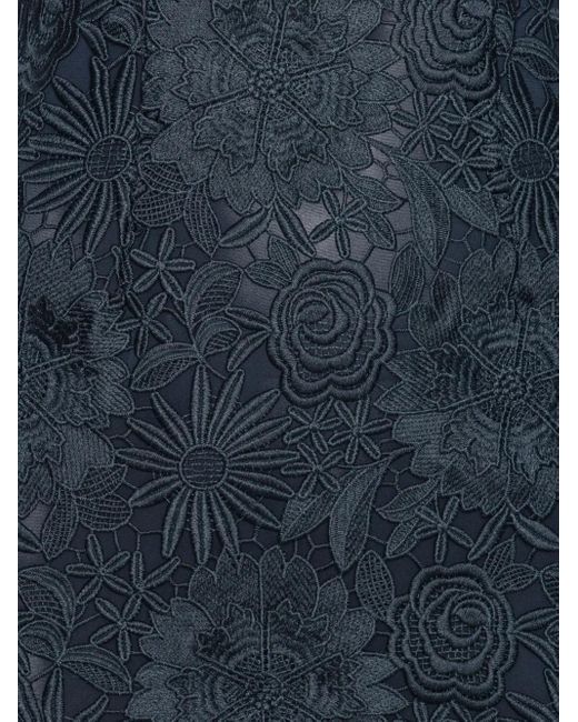 ROTATE BIRGER CHRISTENSEN Blue Floral-Lace Midi Dress