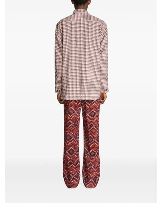 Dries Van Noten Pink Loose Flannel Shirt for men