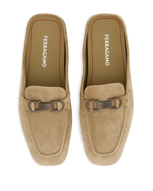 Suede Slippers di Ferragamo in White da Uomo