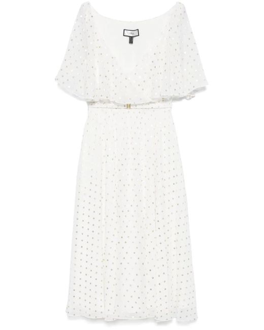 Robe Mi-Longue À Pois Nissa en coloris White