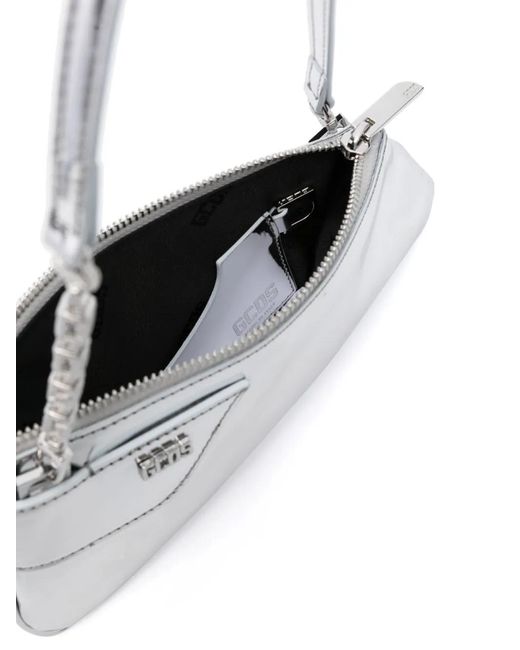 Gcds White Comma Notte Leather Bag