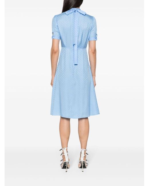 Givenchy Blue Monogram-jacquard Silk Dress