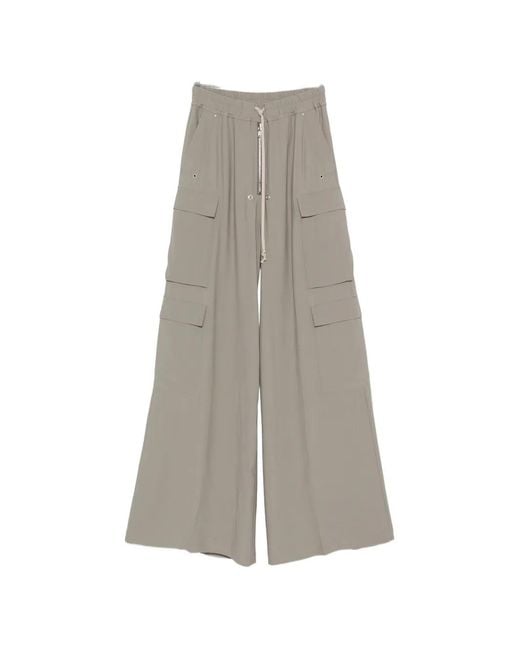 Rick Owens Gray Cargobelas Drawstring-Waist Wide-Leg Cargo Pants for men