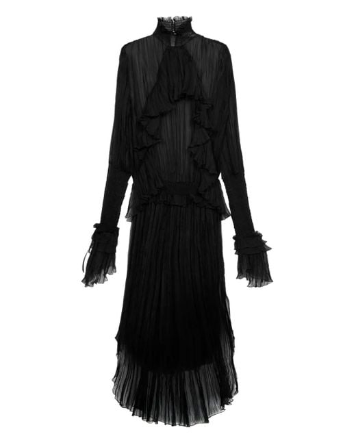 Blumarine Geplooide Maxi-Jurk Met Ruches in het Black