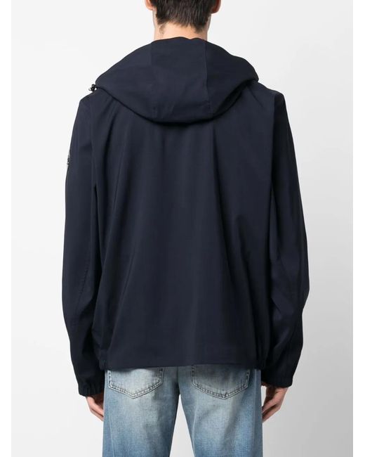 Woolrich Blue Zip-Up Wool Windbreaker for men