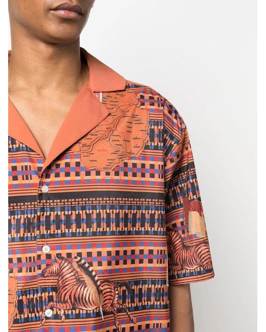 Ahluwalia Red Graphic-Print Short-Sleeve Shirt for men