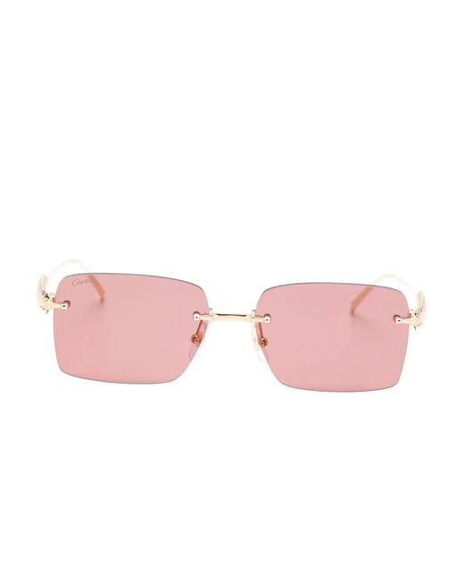 Cartier Pink Rectangle-Frame Sunglasses