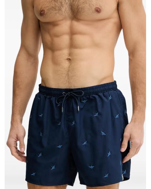 Aeronautica Militare Blue Embroidered Drawstring Swim Shorts for men