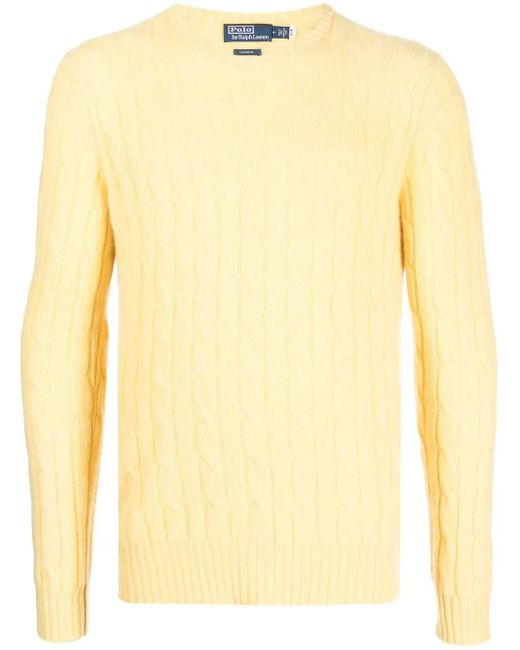 Polo Ralph Lauren Yellow Crew-Neck Cable-Knit Jumper for men