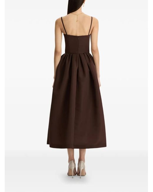 Oscar de la Renta White Chin Cyclamen Faille Cocktail Dress