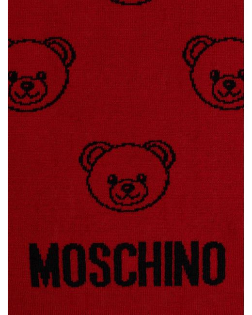 Sciarpa Con Stampa Teddy di Moschino in Red