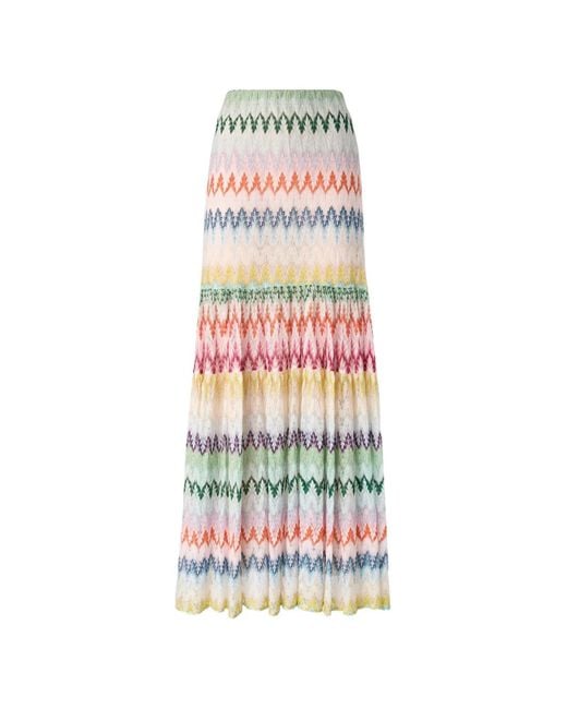Missoni White Chevron-Pattern Maxi Skirt
