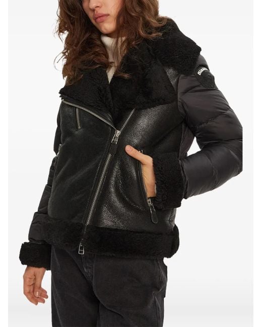 Blauer Black Shearling-Panelled Puffer Jacket