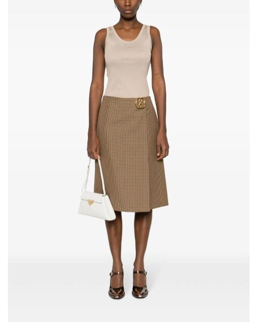 Prada Natural Triangle-logo Ribbed Tank Top