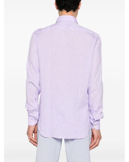 Glanshirt Purple Long-sleeve Linen Shirt for men