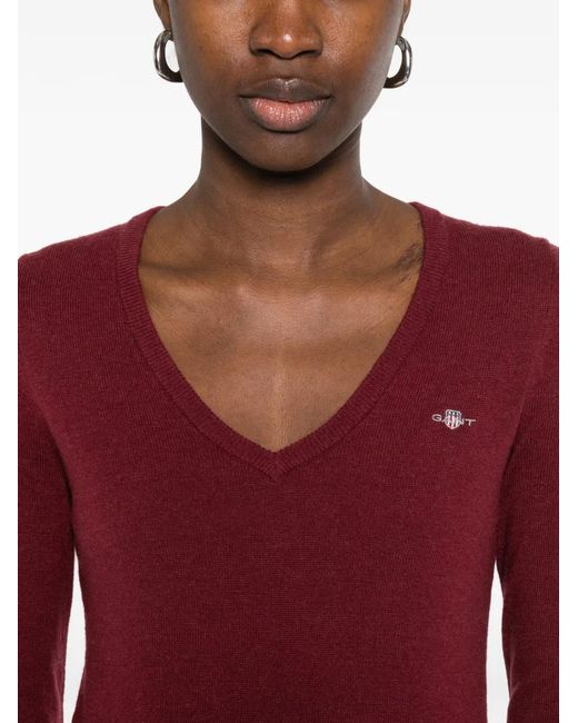 Gant Red V-Neck Sweater