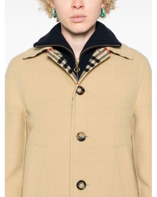 Burberry Natural Single-Breasted Wool Jacket