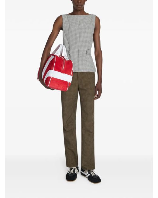 Dries Van Noten Red Panelled Holdall for men